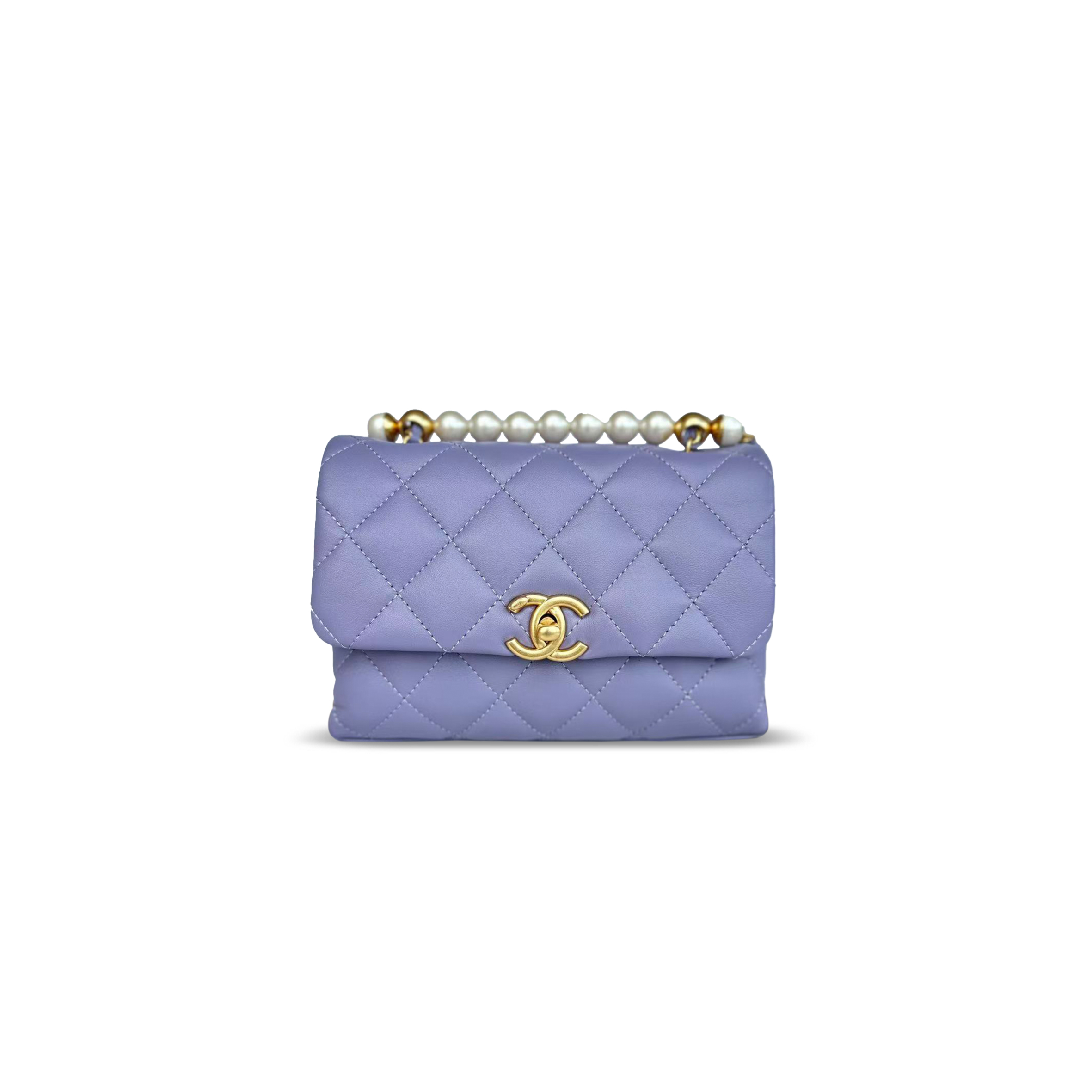 Ch*el 24a pearl handle flap bag as2481 (19*13*7cm)